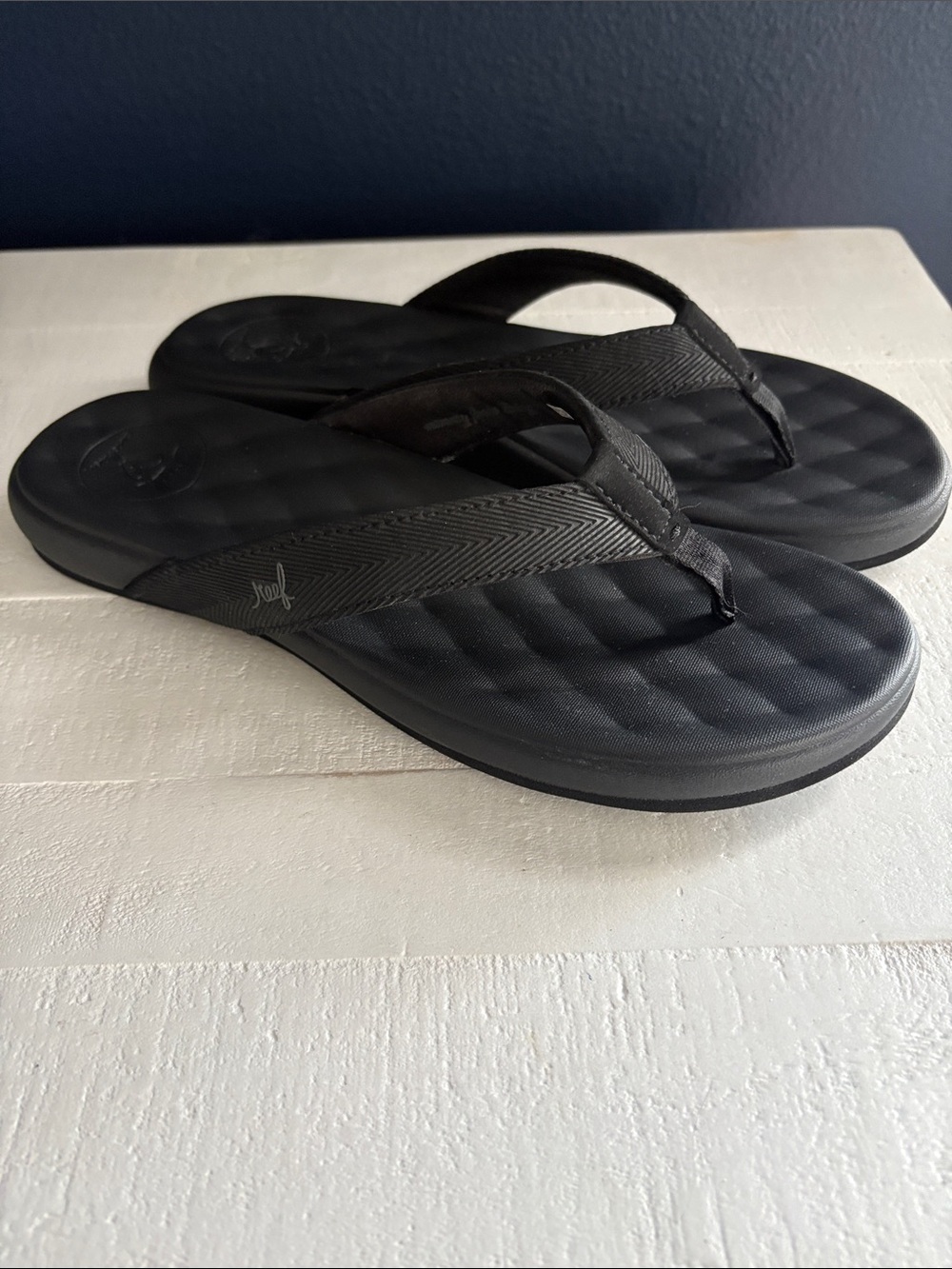 Reef Black Quilted Footbed Flip Flops